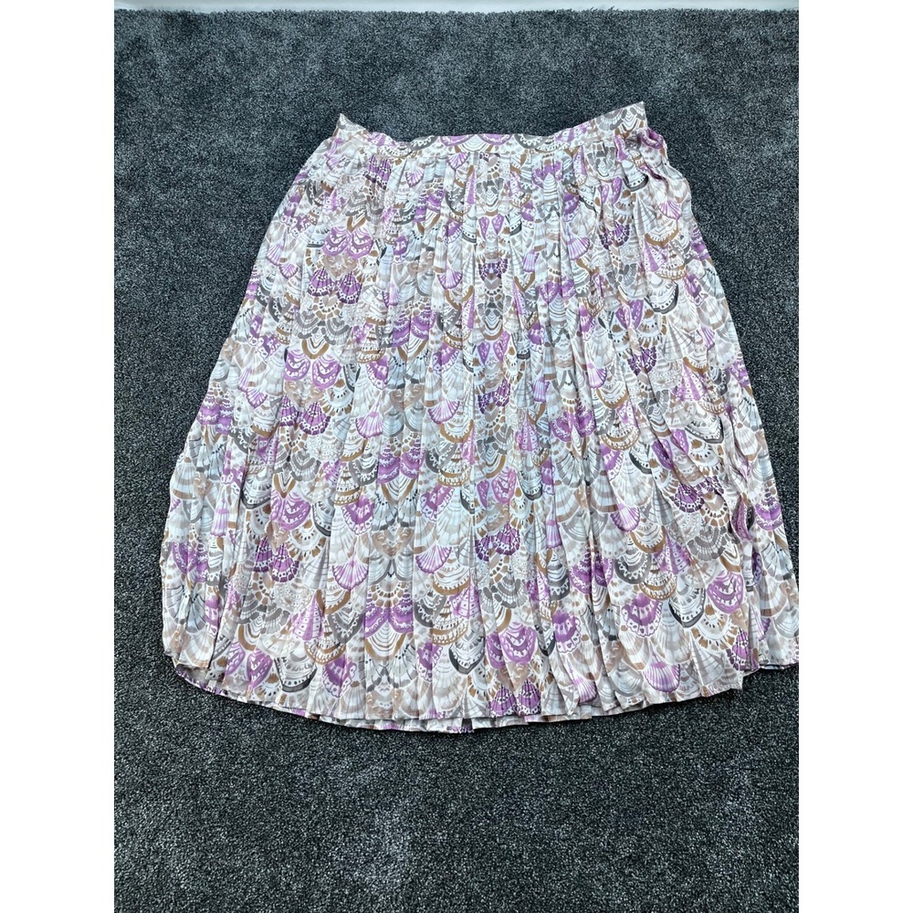 ModCloth‎ Boho Skirt XL Purple Brown White Print Pleated Midi Women's